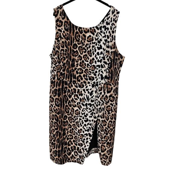 Cato Leopard Animal Print Sleeveless Sheath Cocktail or Casual Dress Plus Sz 24W - Picture 1 of 9